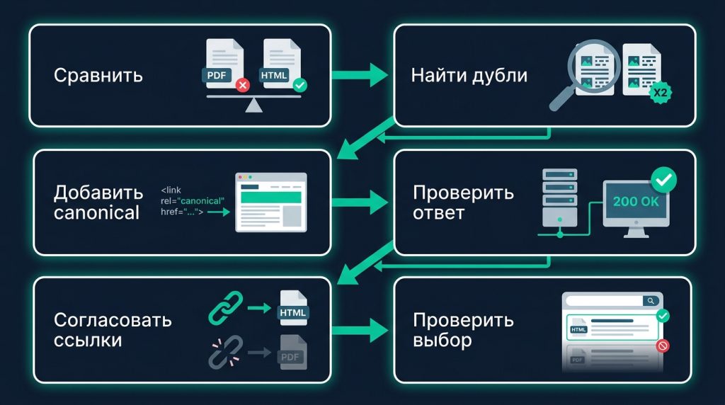 PDF попал в поиск вместо страницы: чек-лист исправления дублей